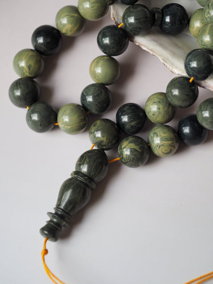 Vintage Teal Green "Chernobyl" Bakelite Misbah 33 Beads