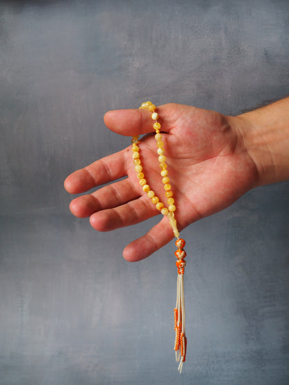 Micro Cloudy Milk Natural Baltic Amber Rosary Pocket Size 33 Beads