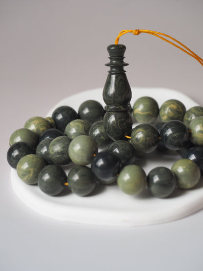 Vintage Teal Green "Chernobyl" Bakelite Misbah 33 Beads