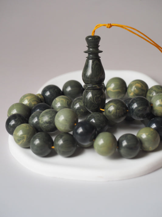 Vintage Teal Green "Chernobyl" Bakelite Misbah 33 Beads