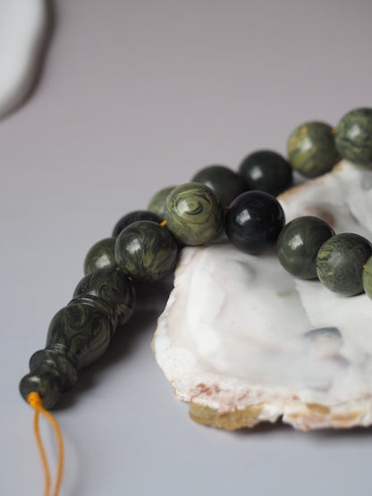 Vintage Teal Green "Chernobyl" Bakelite Misbah 33 Beads