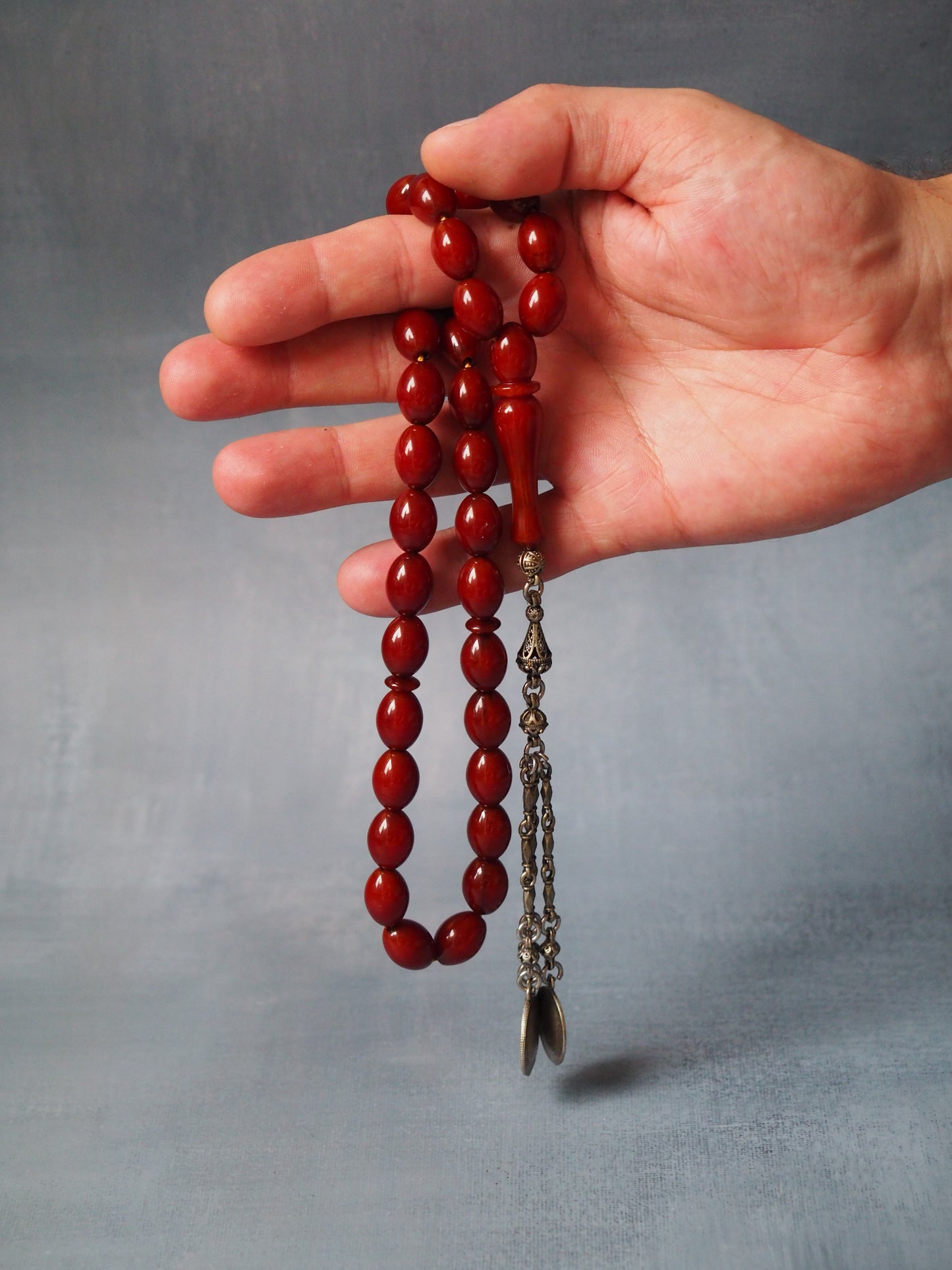 Maroon / Burgundy German Bakelite Rosary 33 Beads