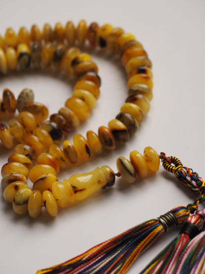 Natural Multicolor Marble Donut Amber Tasbih 99 Beads