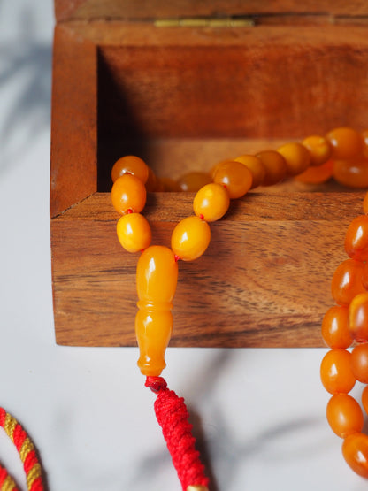 Natural Old German Olive Shape Amber Rosary 75 Beads