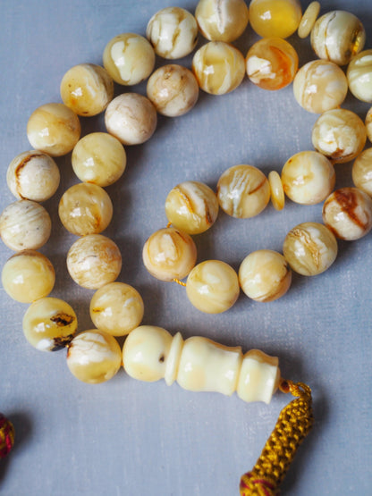 Natural Marble Raw Amber Rosary / Tasbih