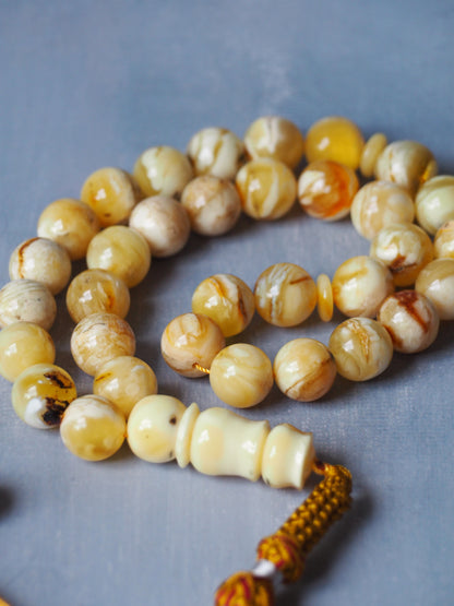 Natural Marble Raw Amber Rosary / Tasbih