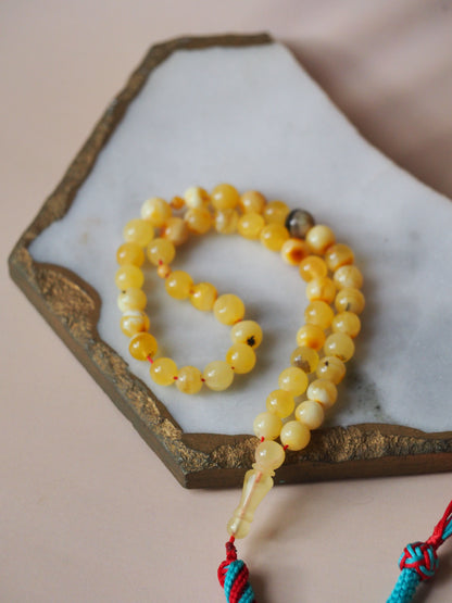 Micro Cloudy Milk Natural Amber Tasbih Pocket size 45 Beads