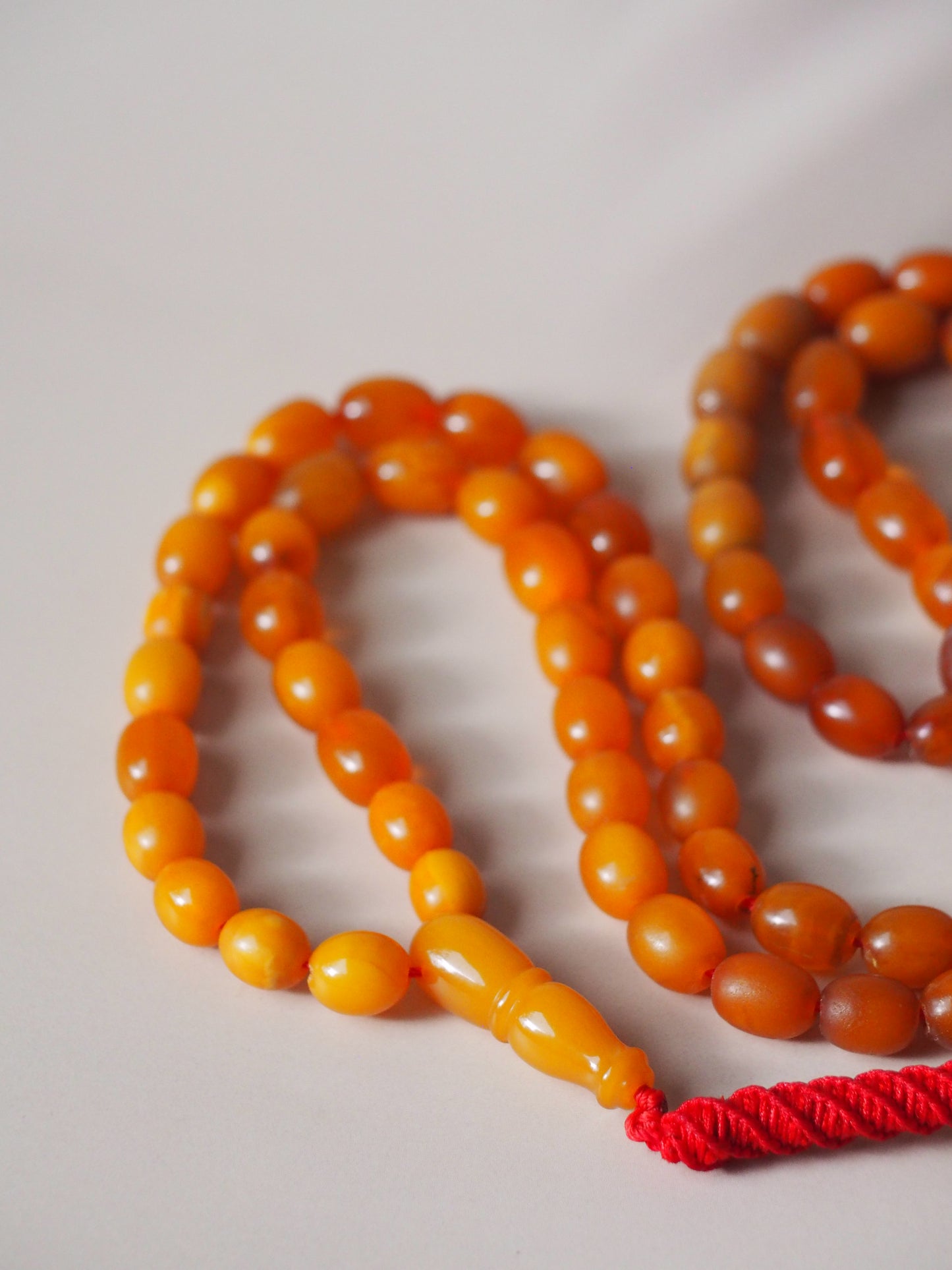 Natural Old German Olive Shape Amber Rosary 75 Beads