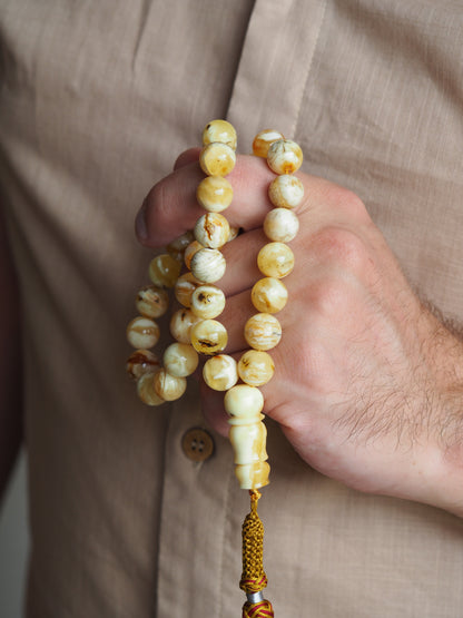 Natural Marble Raw Amber Rosary / Tasbih