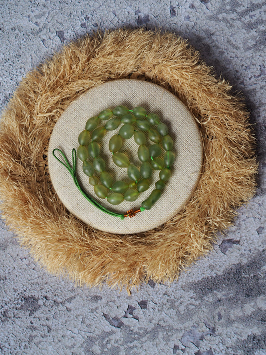 Natural Cloudy Olive Green Shah Maqsood Rosary
