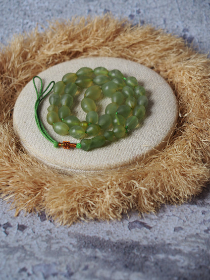 Natural Cloudy Olive Green Shah Maqsood Rosary