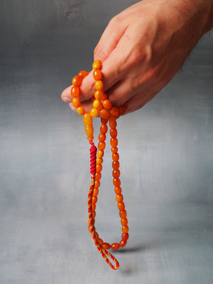 Natural Old German Olive Shape Amber Rosary 75 Beads