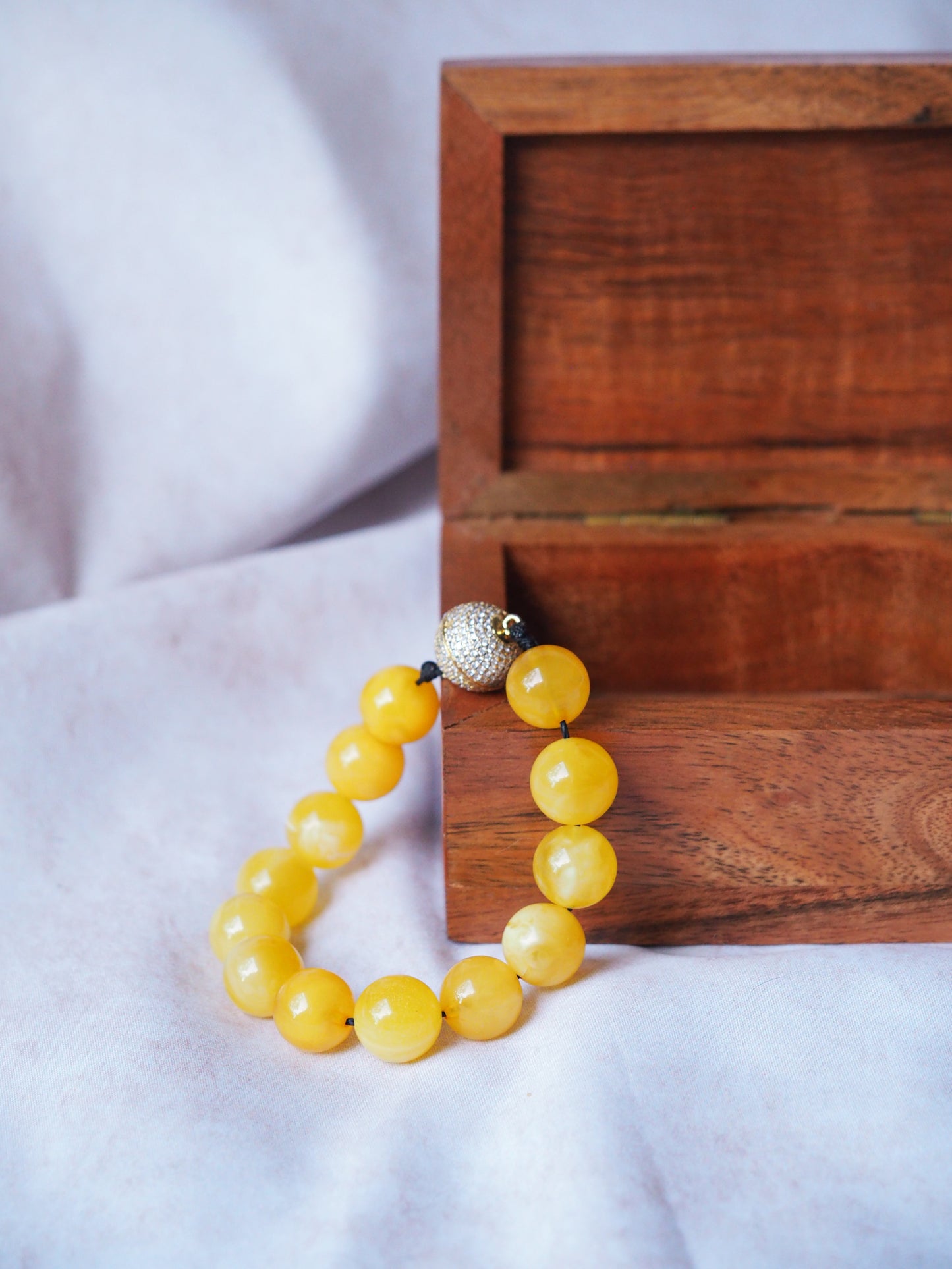 Butterscotch Natural Amber Beaded Bracelet with Metal Magnetic Closure