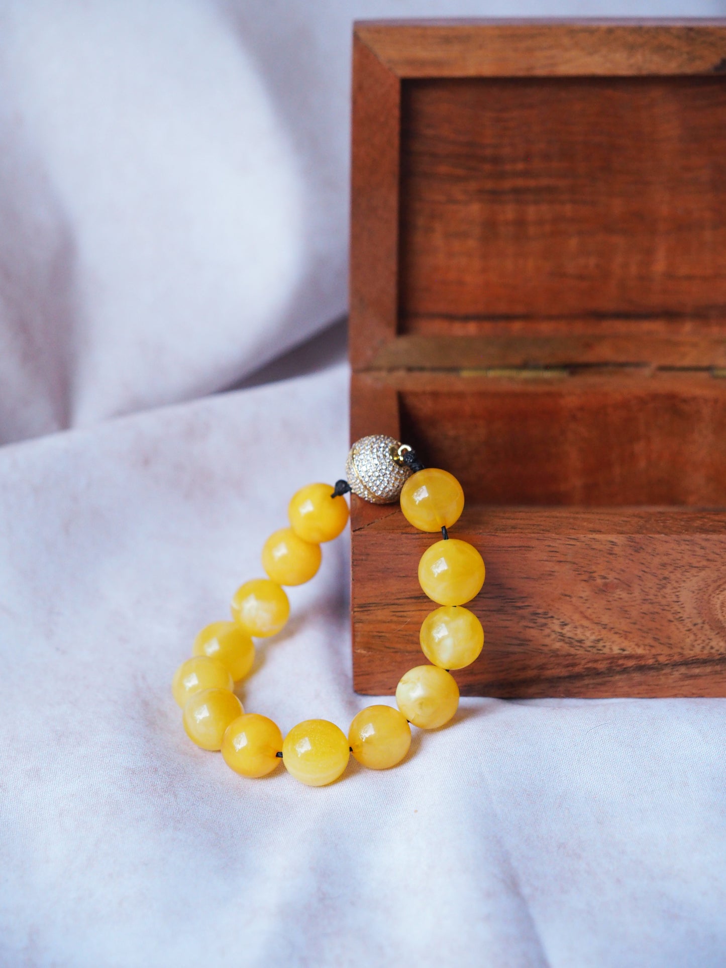 Butterscotch Natural Amber Beaded Bracelet with Metal Magnetic Closure