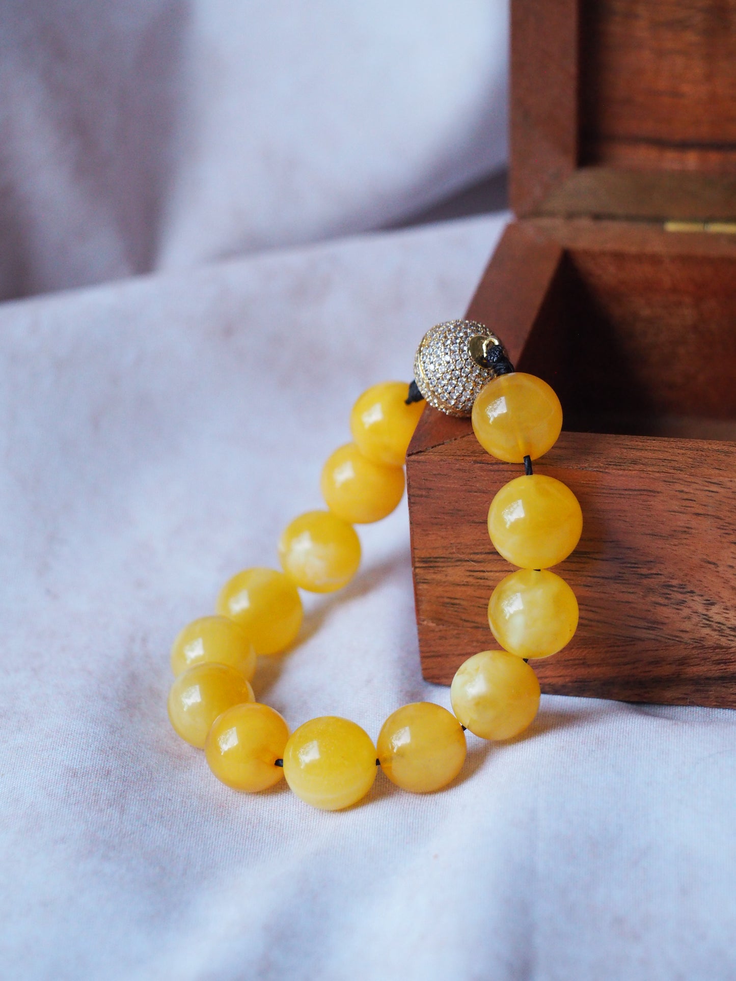 Butterscotch Natural Amber Beaded Bracelet with Metal Magnetic Closure