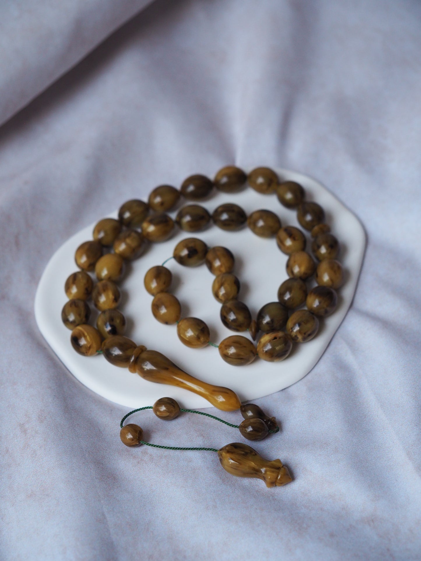 Highly Collectible Brown with Black Veins Bakelite Rosary from Private Collection 37 Beads