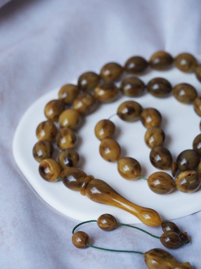 Highly Collectible Brown with Black Veins Bakelite Rosary from Private Collection 37 Beads