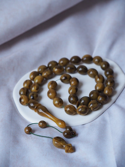 Highly Collectible Brown with Black Veins Bakelite Rosary from Private Collection 37 Beads