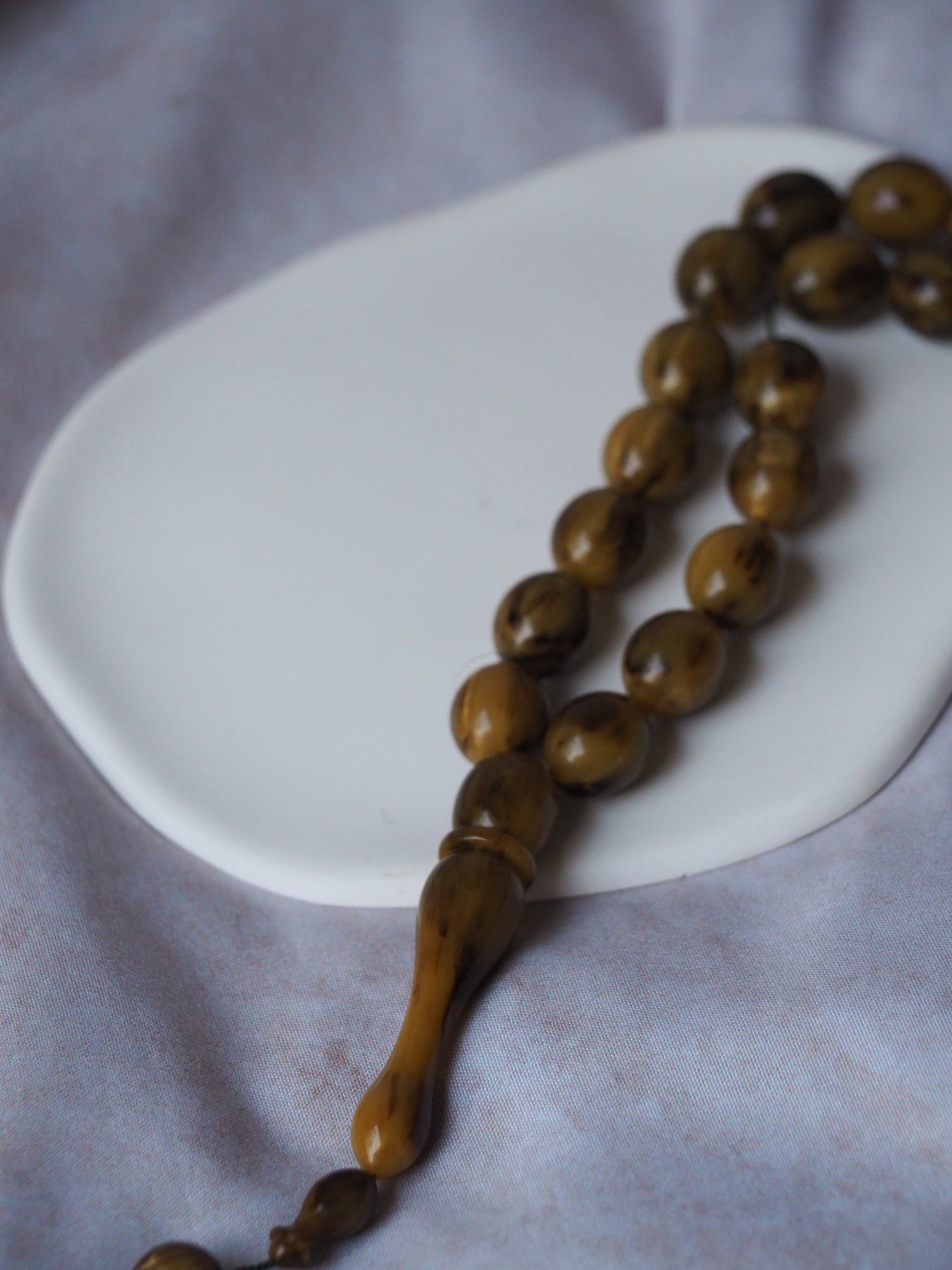 Highly Collectible Brown with Black Veins Bakelite Rosary from Private Collection 37 Beads