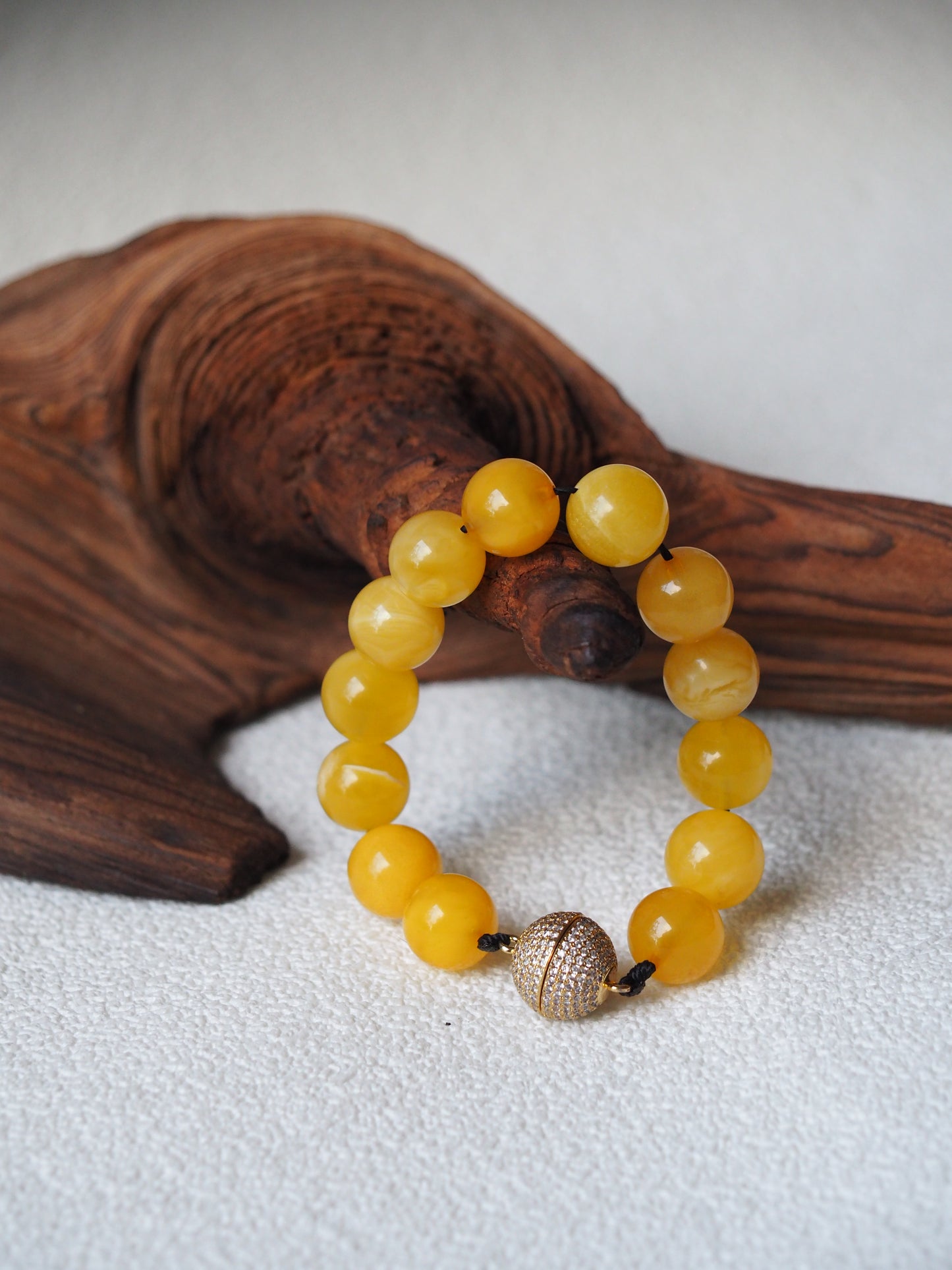 Butterscotch Natural Amber Beaded Bracelet with Metal Magnetic Closure