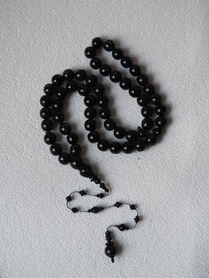 Black with White Veins Bakelite Rosary 53 Beads