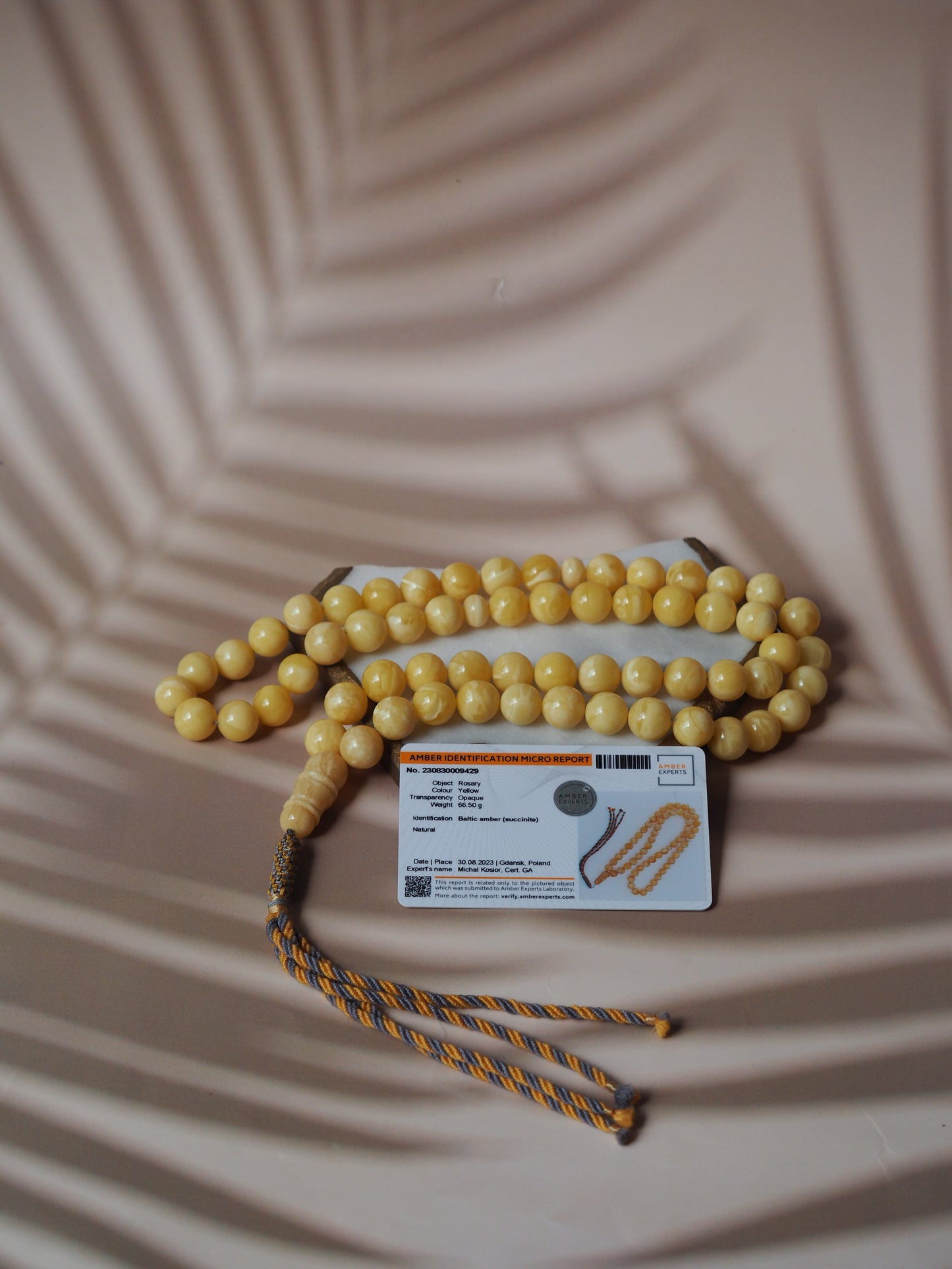 Unique Natural Milk/Royal White Tiger Amber Tasbih With Certificate