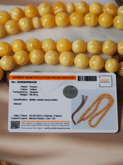 Unique Natural Milk/Royal White Tiger Amber Tasbih With Certificate