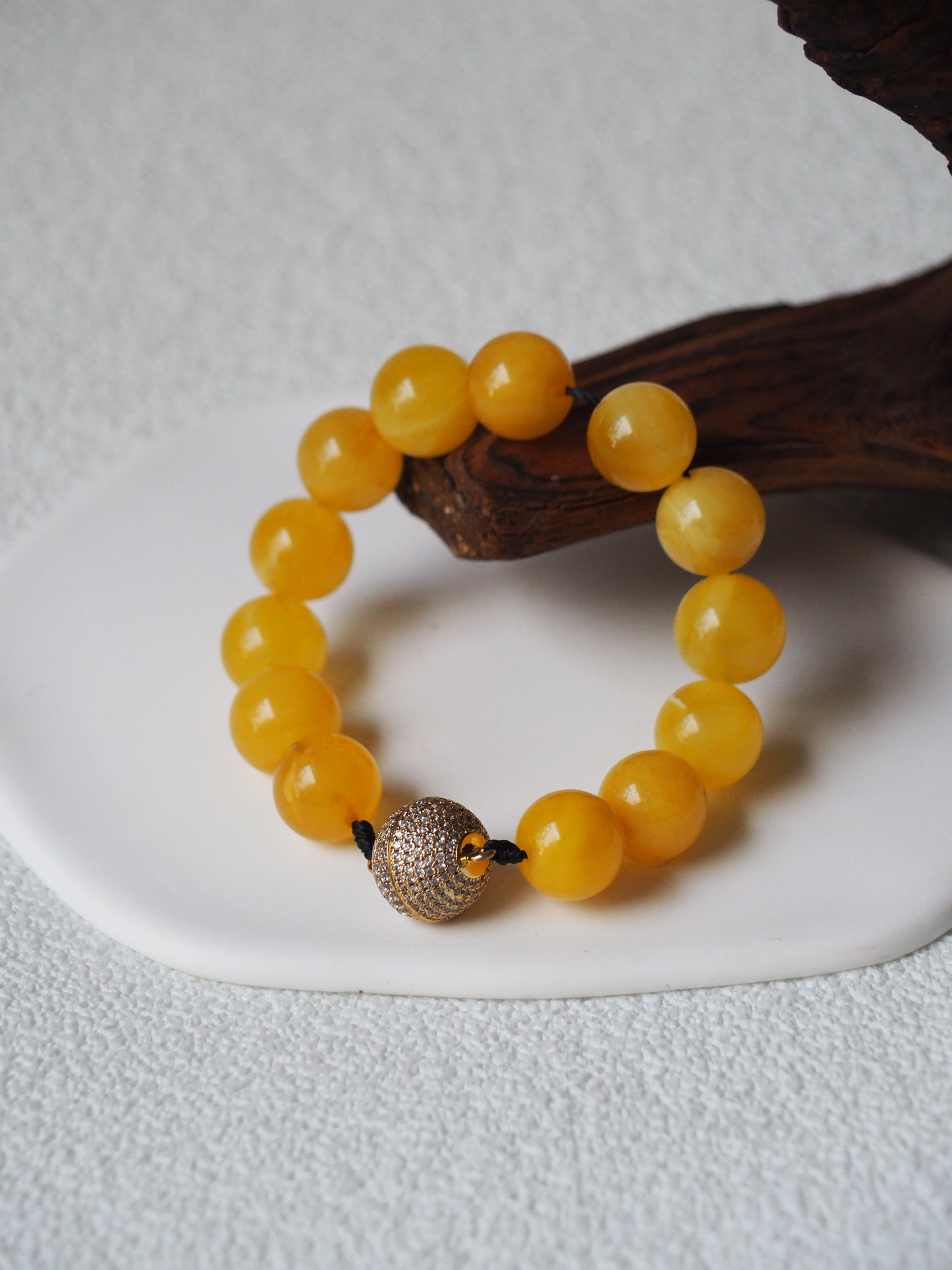 Butterscotch Natural Amber Beaded Bracelet with Metal Magnetic Closure