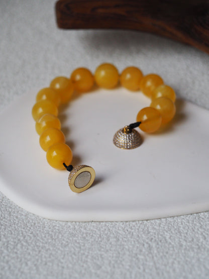 Butterscotch Natural Amber Beaded Bracelet with Metal Magnetic Closure