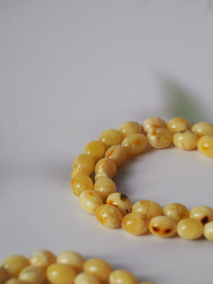 Natural Marble Amber Rosary Olive Shaped 67 Beads