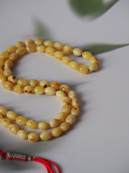 Natural Marble Amber Rosary Olive Shaped 67 Beads