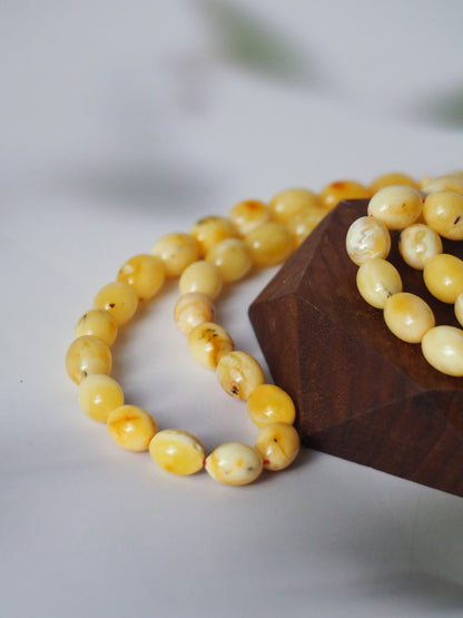 Natural Marble Amber Rosary Olive Shaped 67 Beads