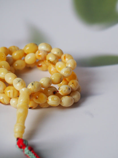 Natural Marble Amber Rosary Olive Shaped 67 Beads