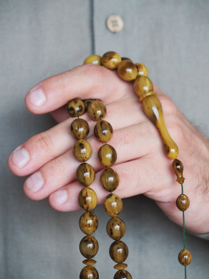 Highly Collectible Brown with Black Veins Bakelite Rosary from Private Collection 37 Beads