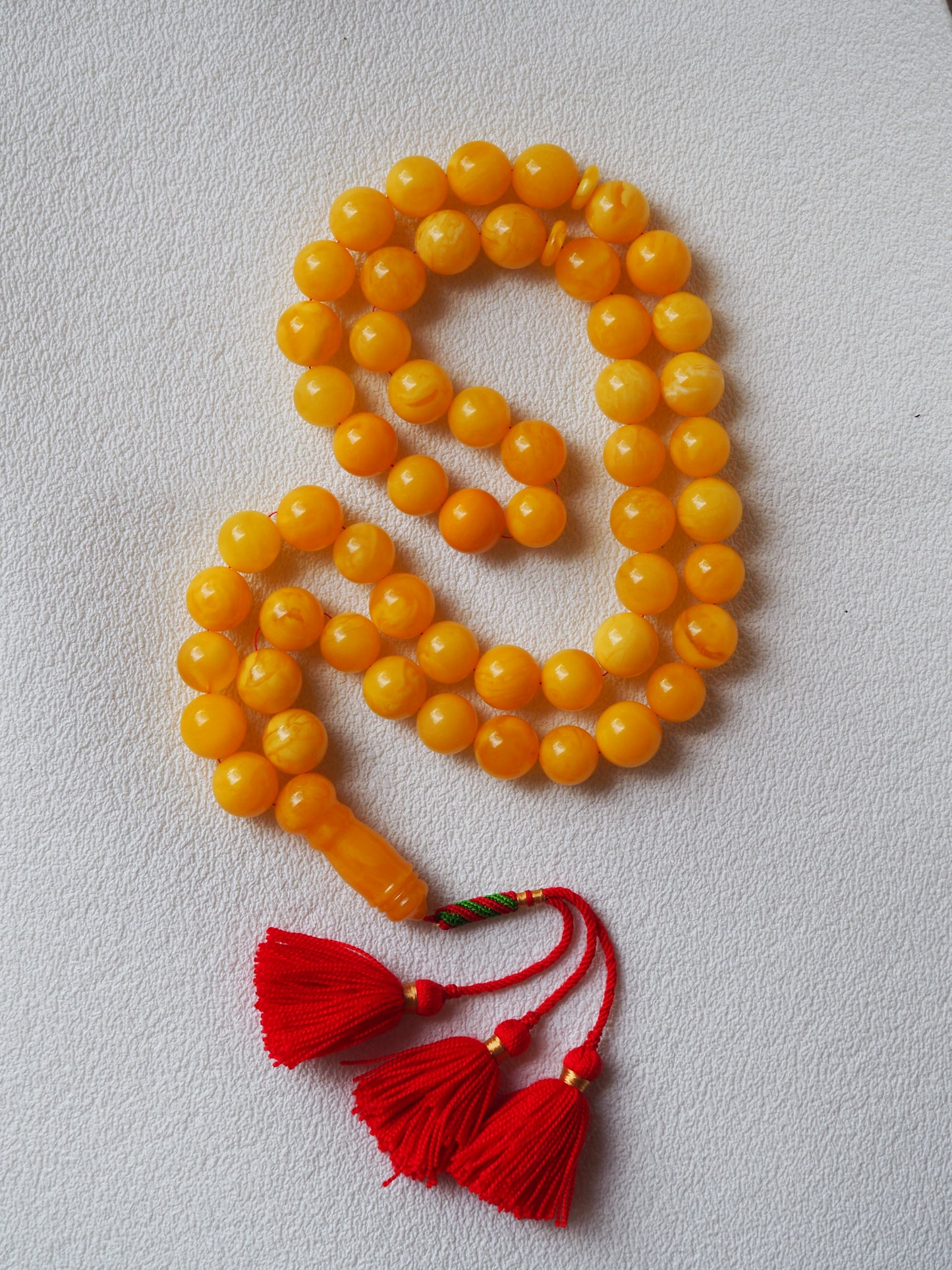 Unique Huge Natural Butterscotch Amber Prayer Beads 54 Beads + spare 233g