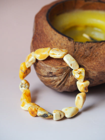 Raw Natural Royal White Amber Bracelet