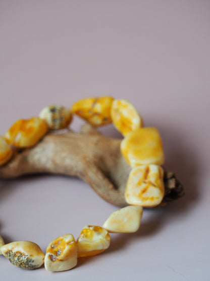 Raw Natural Royal White Amber Bracelet