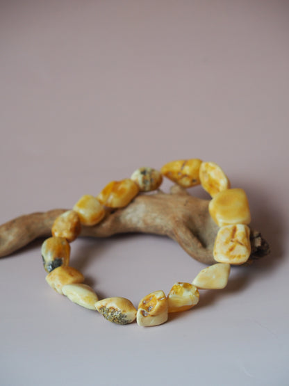 Raw Natural Royal White Amber Bracelet