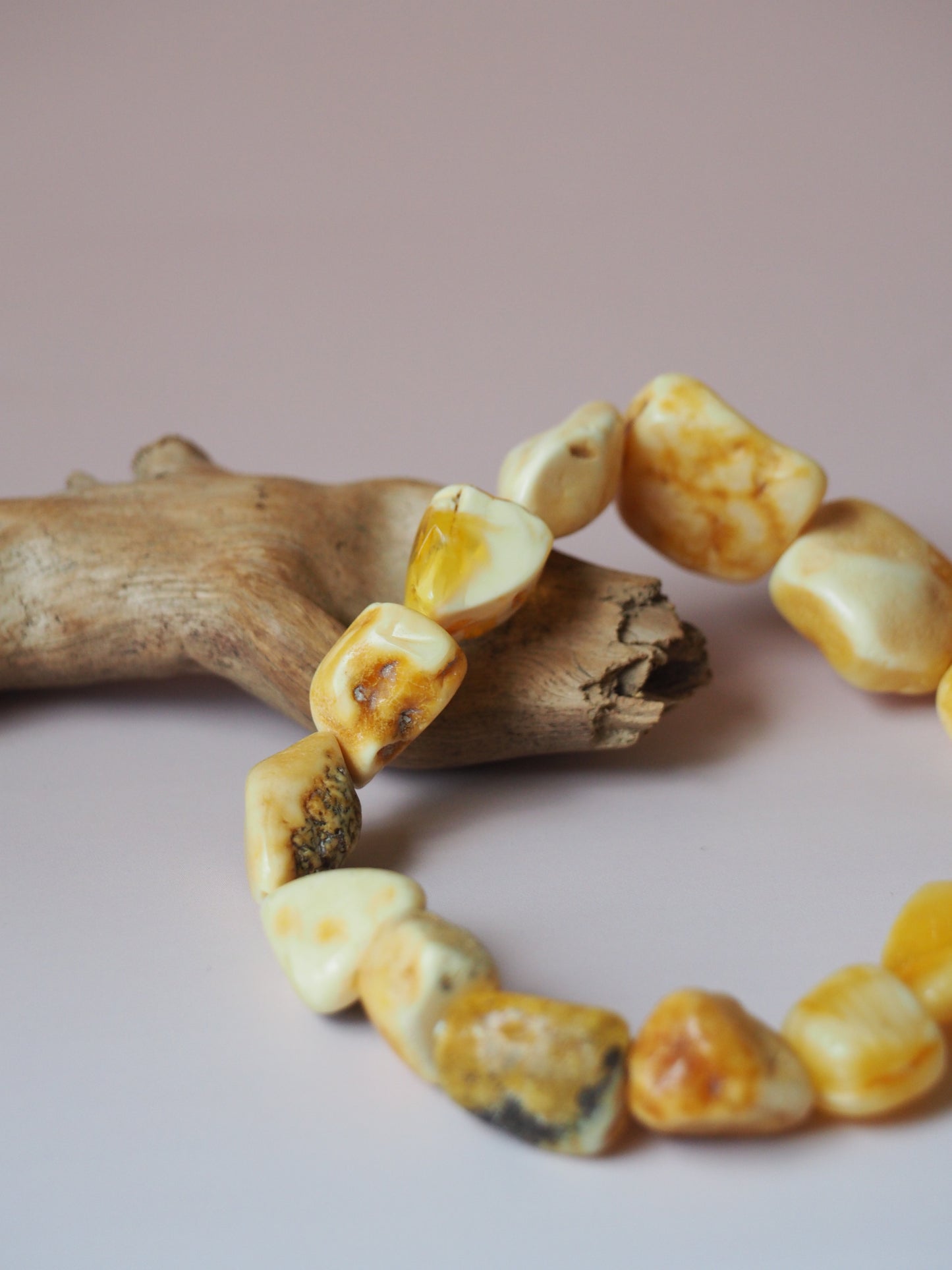 Raw Natural Royal White Amber Bracelet