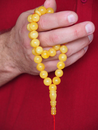 Natural Butterscotch Amber Rosary 33 Beads Pocket Size + Wastage