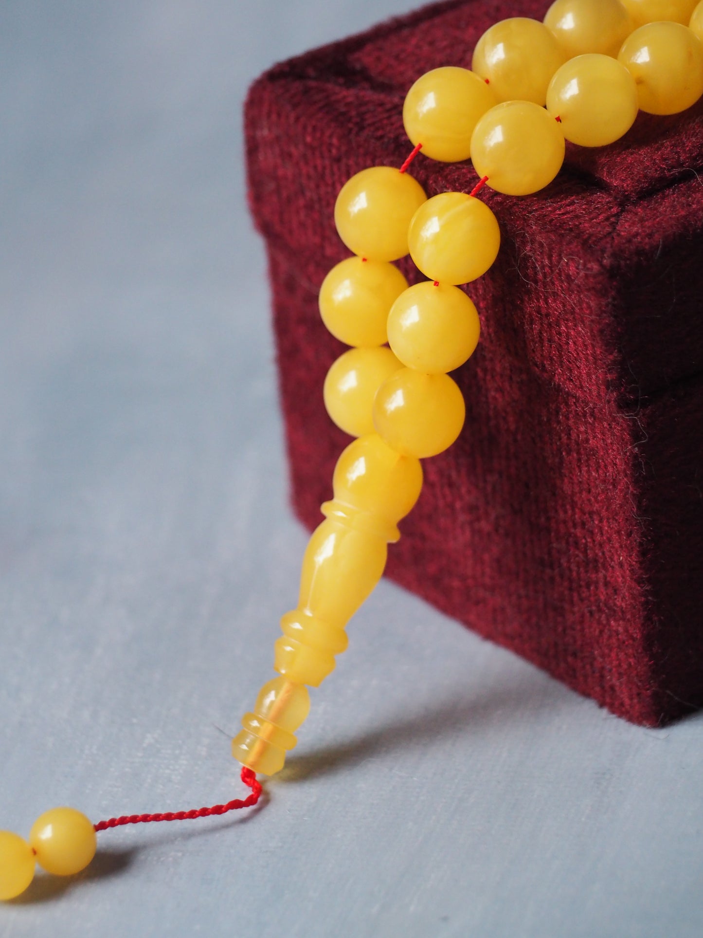 Natural Butterscotch Amber Rosary 33 Beads Pocket Size + Wastage