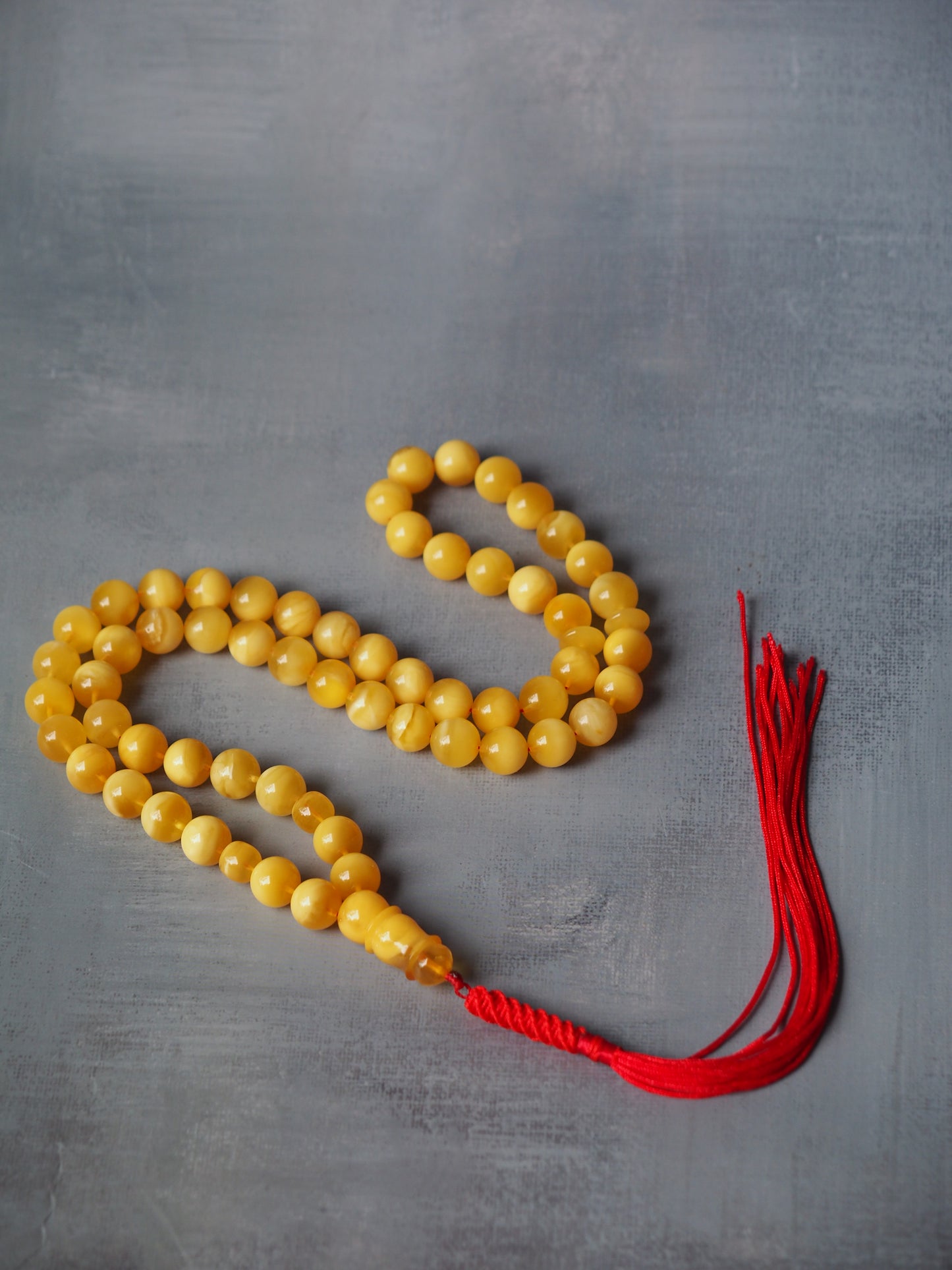 Honey / Butterscotch Natural Amber Tasbih Half Half Pattern 57 Beads