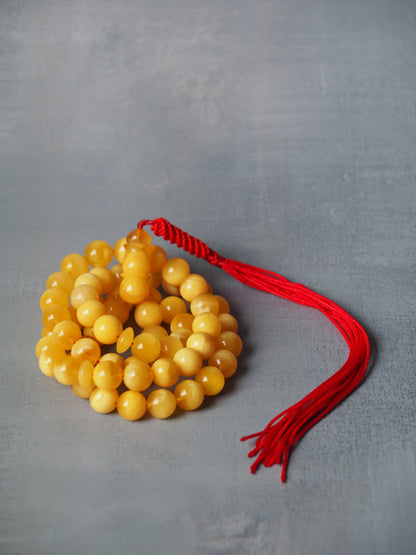 Honey / Butterscotch Natural Amber Tasbih Half Half Pattern 57 Beads