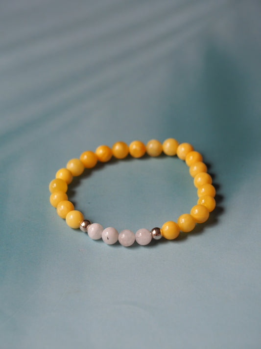 Butterscotch Beaded Bracelet 7mm with Moonstones And Silver