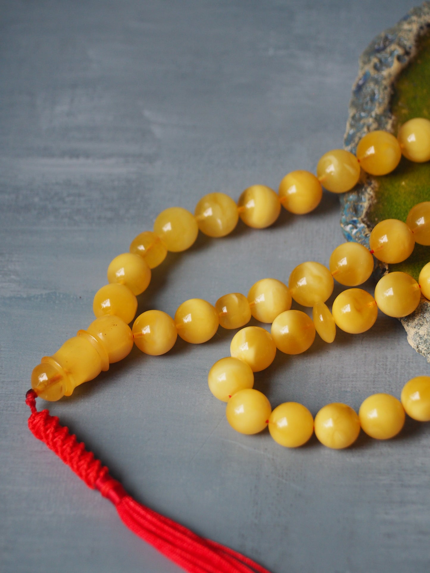 Honey / Butterscotch Natural Amber Tasbih Half Half Pattern 57 Beads