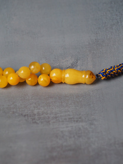 Pocket Size Butterscotch Amber Rosary 33 Beads