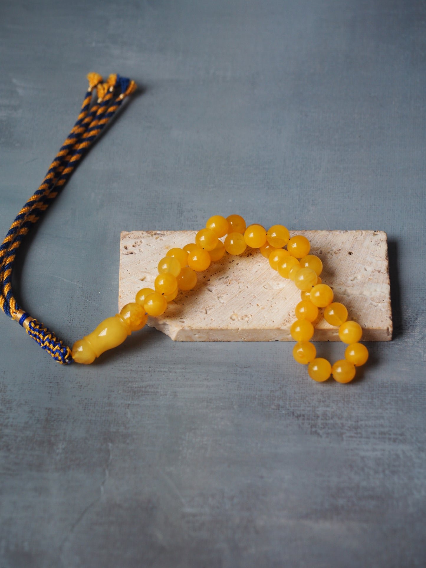 Pocket Size Butterscotch Amber Rosary 33 Beads