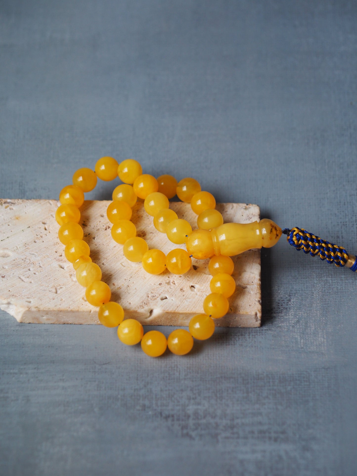 Pocket Size Butterscotch Amber Rosary 33 Beads