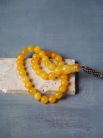 Pocket Size Butterscotch Amber Rosary 33 Beads