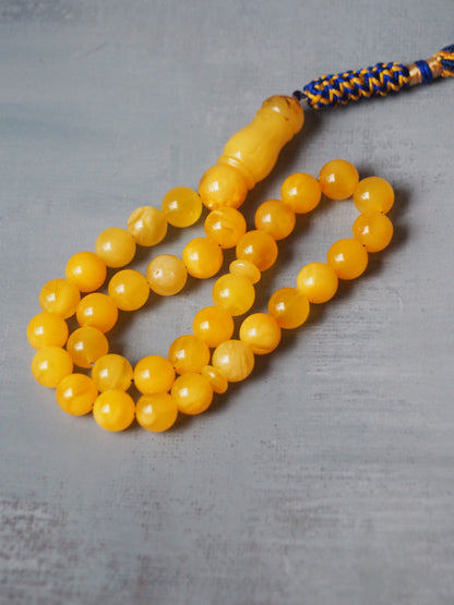 Pocket Size Butterscotch Amber Rosary 33 Beads